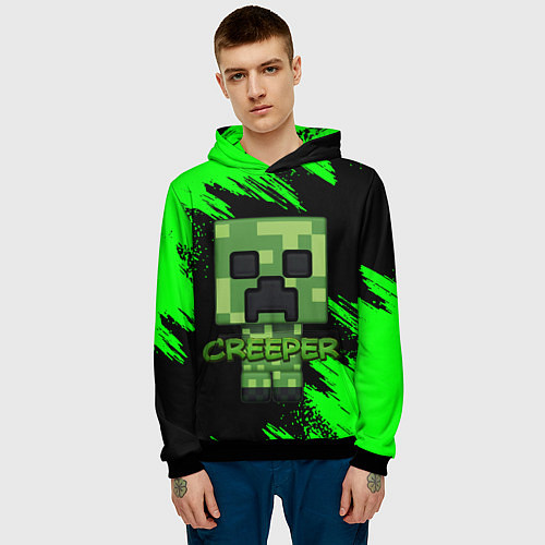 Мужская толстовка MINECRAFT CREEPER / 3D-Черный – фото 3