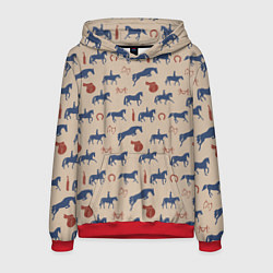 Толстовка-худи мужская Кони, цвет: 3D-красный