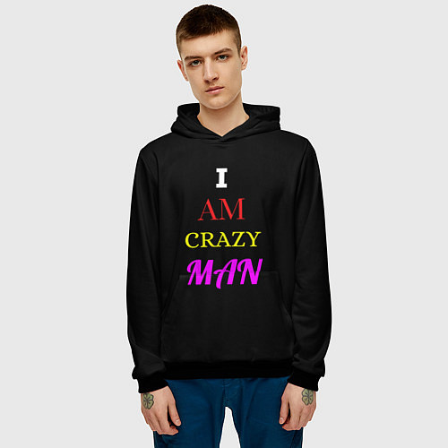 Мужская толстовка I am crazy man / 3D-Черный – фото 3