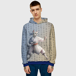 Толстовка-худи мужская Karate cat, цвет: 3D-синий — фото 2