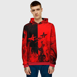 Толстовка-худи мужская АлисА, цвет: 3D-красный — фото 2