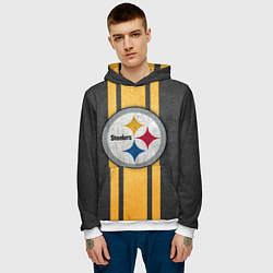 Толстовка-худи мужская Pittsburgh Steelers, цвет: 3D-белый — фото 2
