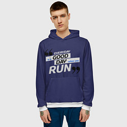 Толстовка-худи мужская Бегу - значит живу, цвет: 3D-белый — фото 2
