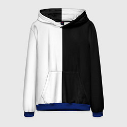 Толстовка-худи мужская ПРОСТО ЧЁРНО-БЕЛЫЙ, цвет: 3D-синий