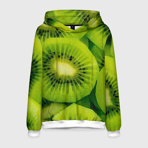 Мужская толстовка Зеленый киви / 3D-Белый – фото 1