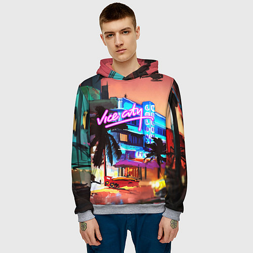 Мужская толстовка GTA: VICE CITY / 3D-Меланж – фото 3