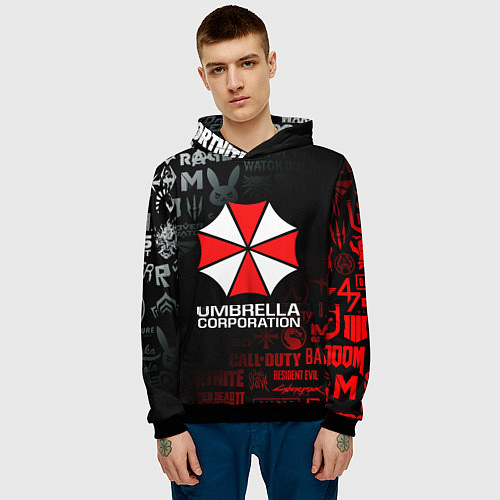 Мужская толстовка RESIDENT EVIL UMBRELLA CORP / 3D-Черный – фото 3