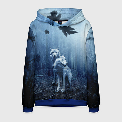 Мужская толстовка Волки в тёмном лесу / 3D-Синий – фото 1