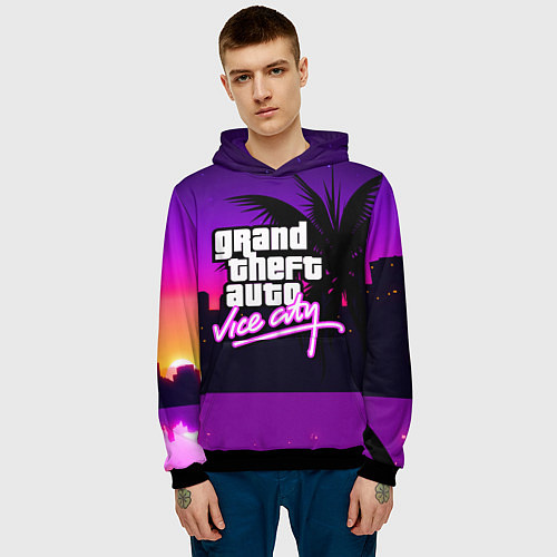 Мужская толстовка GTA:VICE CITY / 3D-Черный – фото 3