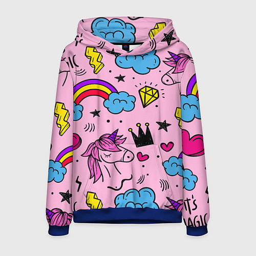 Мужская толстовка Единороги / 3D-Синий – фото 1