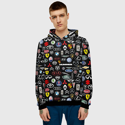 Мужская толстовка ЛОГОТИПЫ АВТО БРЕНДОВ / 3D-Черный – фото 3