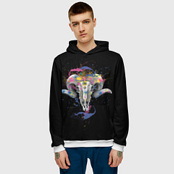 Толстовка-худи мужская Skull and splash, цвет: 3D-белый — фото 2