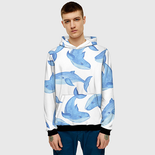Мужская толстовка Косяк китов / 3D-Черный – фото 3