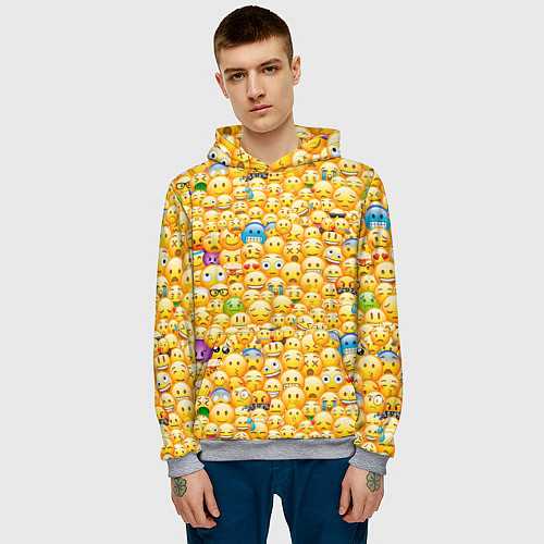 Мужская толстовка Смайлики Emoji / 3D-Меланж – фото 3
