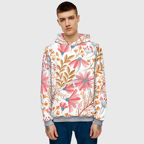 Мужская толстовка Цветы / 3D-Меланж – фото 3