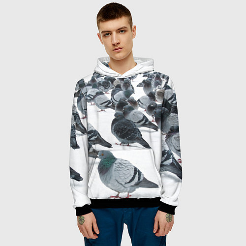 Мужская толстовка Голуби / 3D-Черный – фото 3