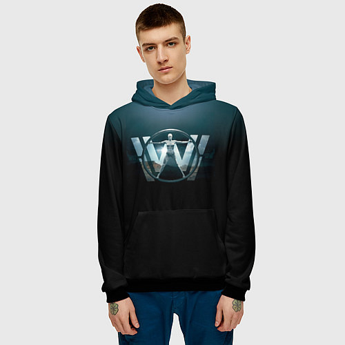 Мужская толстовка Westworld Logo / 3D-Черный – фото 3