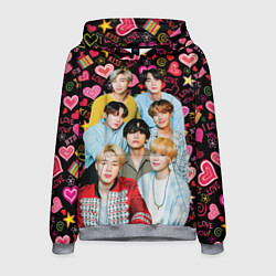 Толстовка-худи мужская I Love BTS, цвет: 3D-меланж