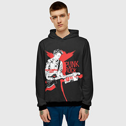 Толстовка-худи мужская Punk-rock, цвет: 3D-черный — фото 2
