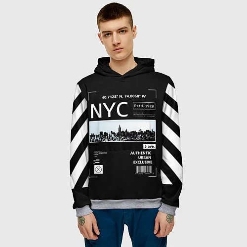 Мужская толстовка Off-White: NYC / 3D-Меланж – фото 3