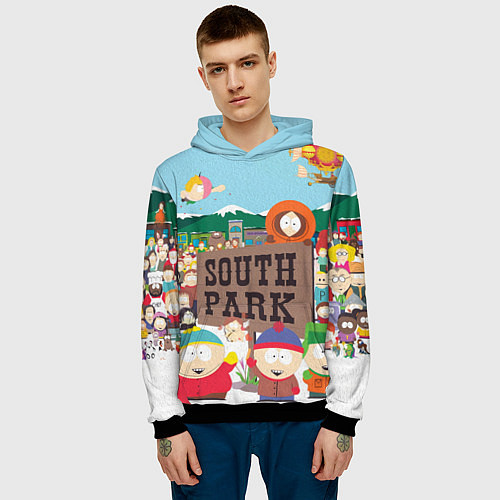 Мужская толстовка Южный Парк / 3D-Черный – фото 3