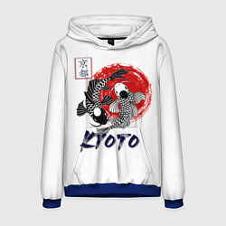 Толстовка-худи мужская Карпы Кои Киото, цвет: 3D-синий