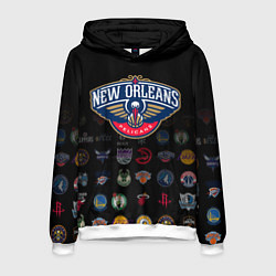 Толстовка-худи мужская New Orleans Pelicans 1, цвет: 3D-белый