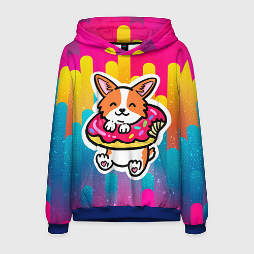 Мужская толстовка Милый корги / 3D-Синий – фото 1