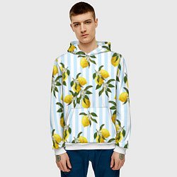 Толстовка-худи мужская Лимоны, цвет: 3D-белый — фото 2