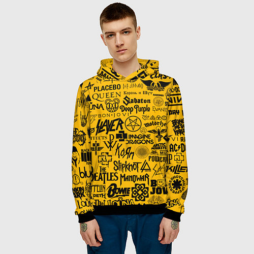 Мужская толстовка ЛОГОТИПЫ РОК ГРУПП / 3D-Черный – фото 3