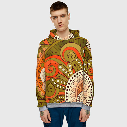 Мужская толстовка Детский оранжево-болотный / 3D-Меланж – фото 3
