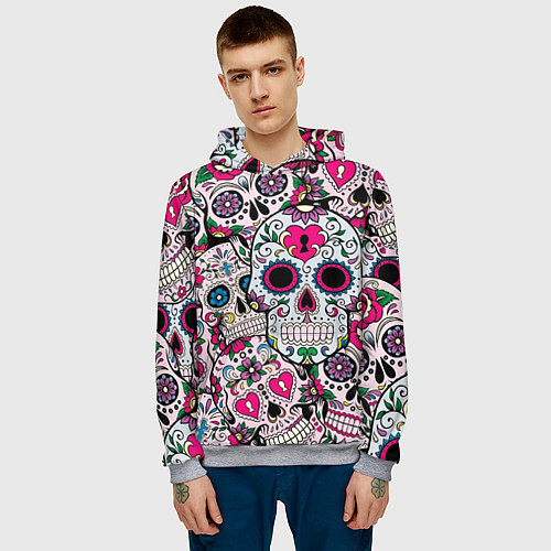 Мужская толстовка Весёлые черепа / 3D-Меланж – фото 3