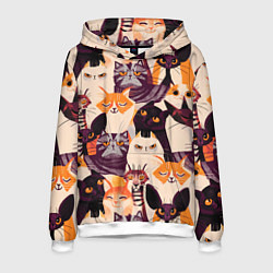 Толстовка-худи мужская КОТИКИ, цвет: 3D-белый