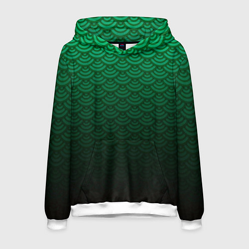 Мужская толстовка Узор зеленая чешуя дракон / 3D-Белый – фото 1
