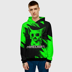 Толстовка-худи мужская MINECRAFT CREEPER CAT, цвет: 3D-черный — фото 2
