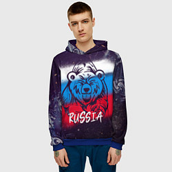 Толстовка-худи мужская Russia Bear, цвет: 3D-синий — фото 2