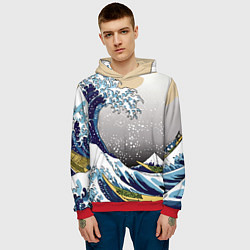 Толстовка-худи мужская The great wave off kanagawa, цвет: 3D-красный — фото 2
