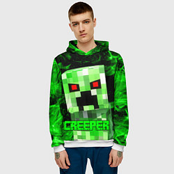 Толстовка-худи мужская MINECRAFT CREEPER, цвет: 3D-белый — фото 2