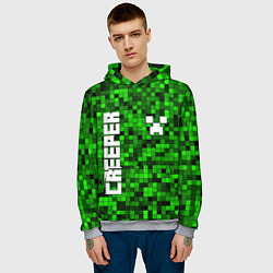 Толстовка-худи мужская MINECRAFT CREEPER, цвет: 3D-меланж — фото 2