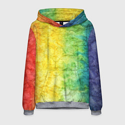 Толстовка-худи мужская Разноцветный акварель градиент, цвет: 3D-меланж