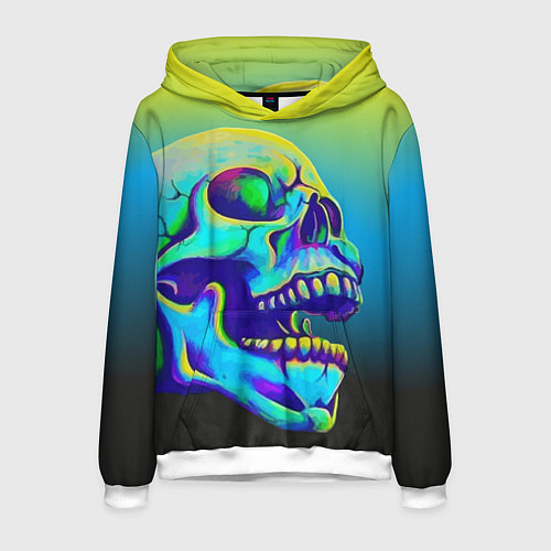 Мужская толстовка Neon skull / 3D-Белый – фото 1