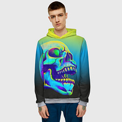 Толстовка-худи мужская Neon skull, цвет: 3D-меланж — фото 2