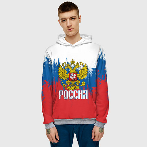 Мужская толстовка РОССИЯ ТРИКОЛОР / 3D-Меланж – фото 3