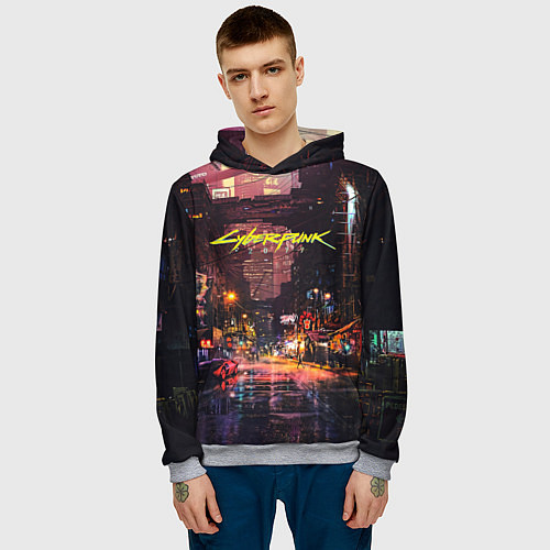 Мужская толстовка CYBERPUNK 2077:КИБЕРПАНК S / 3D-Меланж – фото 3