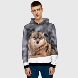 Толстовка-худи мужская Wolf Волк, цвет: 3D-черный — фото 2