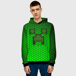 Толстовка-худи мужская Крипер из игры Minecraft, цвет: 3D-черный — фото 2