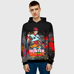 Толстовка-худи мужская Хисока Hunter x Hunter, цвет: 3D-черный — фото 2