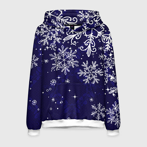 Мужская толстовка Новогодние снежинки / 3D-Белый – фото 1