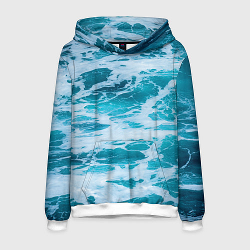 Мужская толстовка Вода волны пена море / 3D-Белый – фото 1