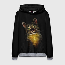 Толстовка-худи мужская Дымчато-световой кот, цвет: 3D-меланж